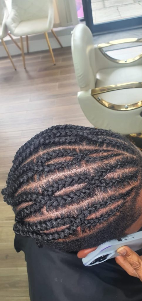 Afro cornrow braids hairstyle created at Lorellin Hair & Beauty salon in Wolverhampton city centre