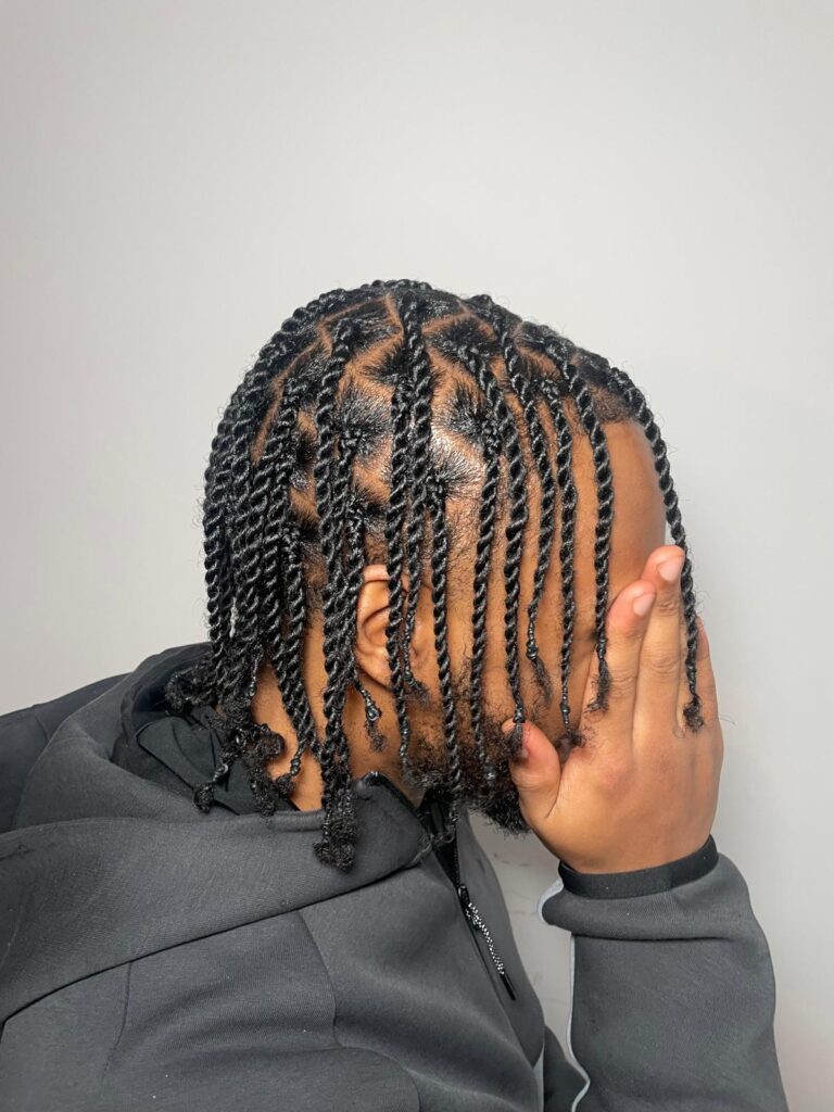Mens short two strand twists starter locs by Lorellin Hair & Beauty in Wolverhampton