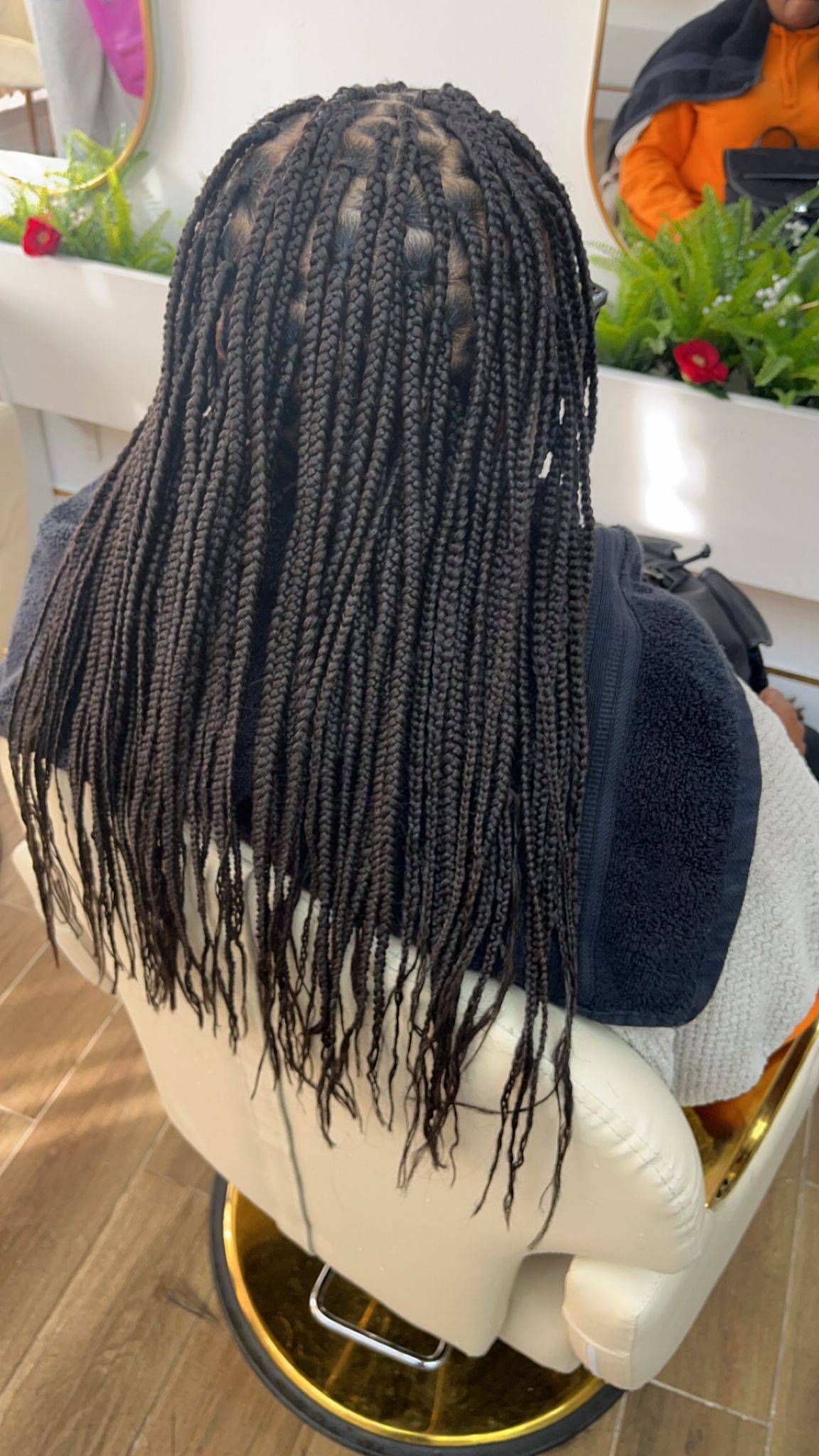 Freshly styled box braids with a neat finish, created at Lorellin Hair & Beauty Salon in Coseley Bilston.