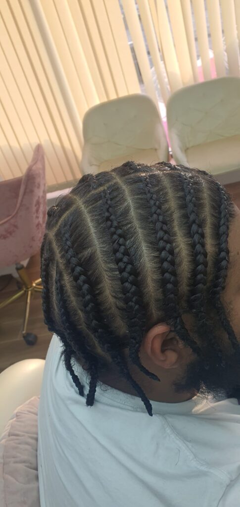 Mens straight back cornrows side view by Lorellin Hair & Beauty in Wolverhampton