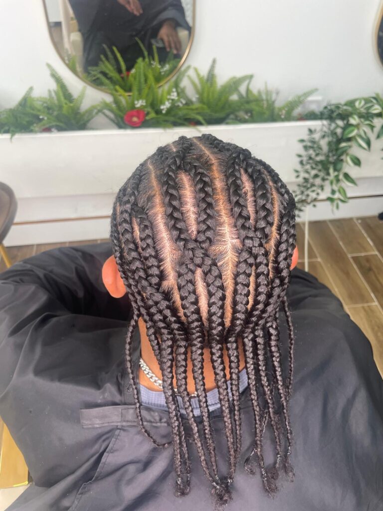 Feed in cornrows with neat parting by Lorellin Hair & Beauty in Wolverhampton
